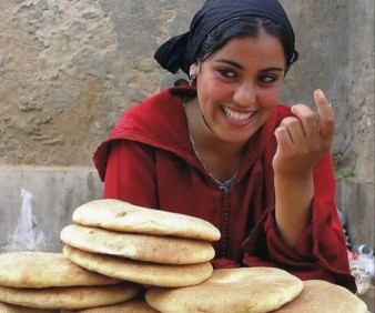Street bread vendor in Fez